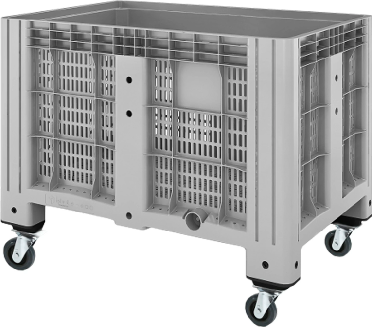 Контейнер 1200х800х913 мм перфорированный серый на колёсах купить в Белгороде