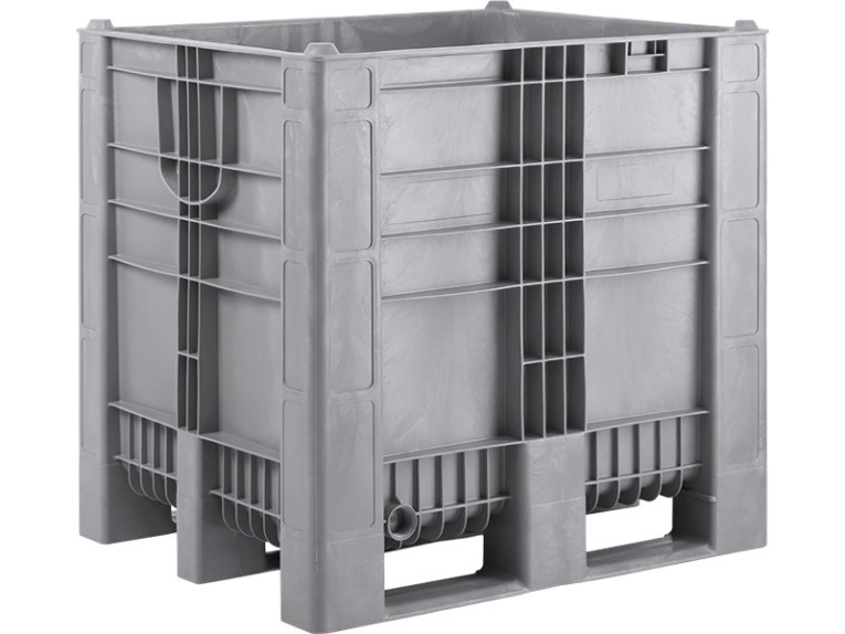 BoxPallet 1200х1000х1140 сплошной, на 3-х полозьях серый купить в Белгороде