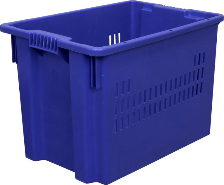 Ящик 600х400х400 дно сплошное, стенки перфорированные синий купить в Белгороде