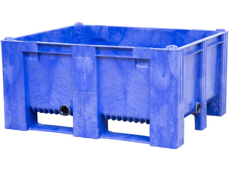 BoxPallet 1200х1000х580 мм сплошной на 2-х полозьях синий с 2 СП2 купить в Белгороде