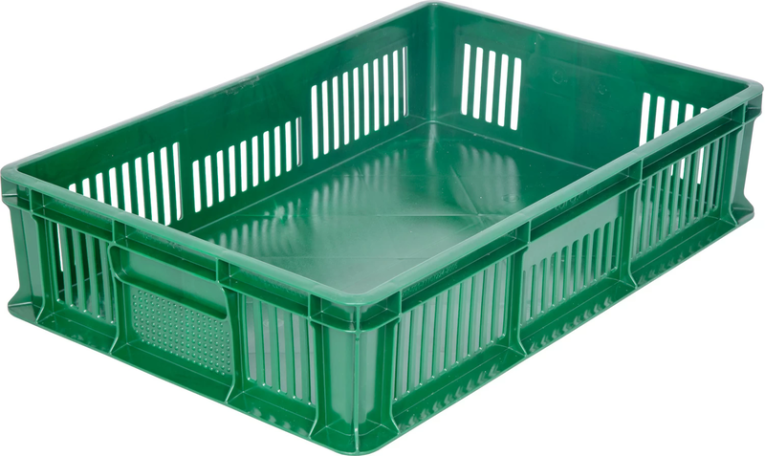 Ящик 600х400х140 мм дно сплош.стенки перф.без ручек зеленый купить в Белгороде