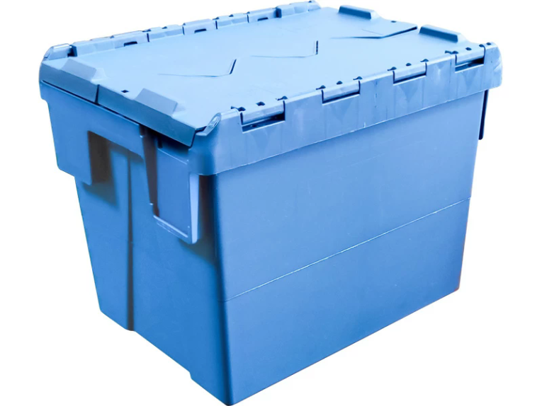 Ящик 400х300х306 сплошной, с крышкой синий купить в Белгороде