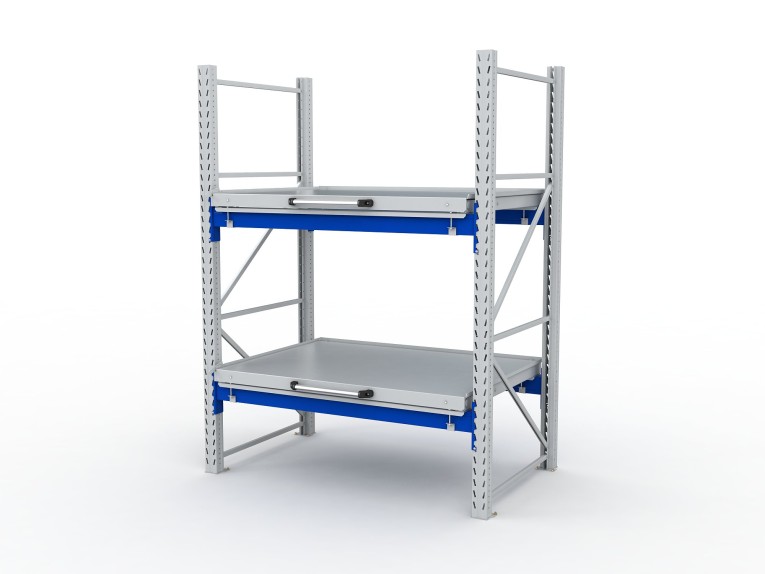 Стеллаж с выкатными платформами S-HEAVY 1000/1300 (2 яруса хранения) купить в Белгороде