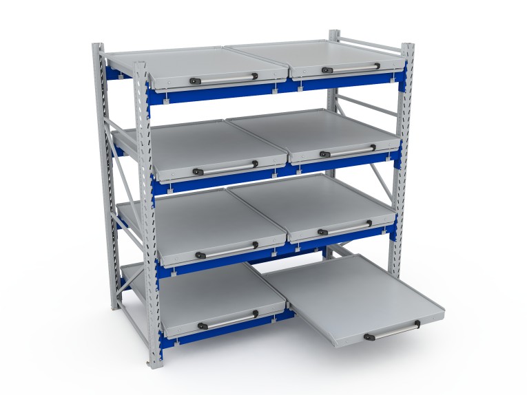 Стеллаж с выкатными платформами S-HEAVY 500 (4 яруса хранения) купить в Белгороде Стеллаж с выкатными платформами S-HEAVY 500 (4 яруса хранения) купить в Белгороде